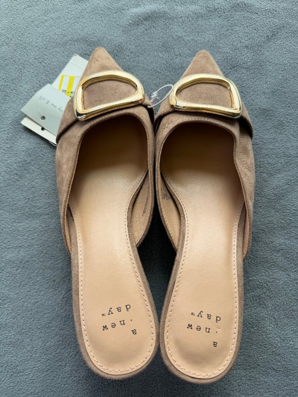 Women's Larissa Pointed Toe Mule Heels – A New Day Beige 6 - Picture 8 of 11